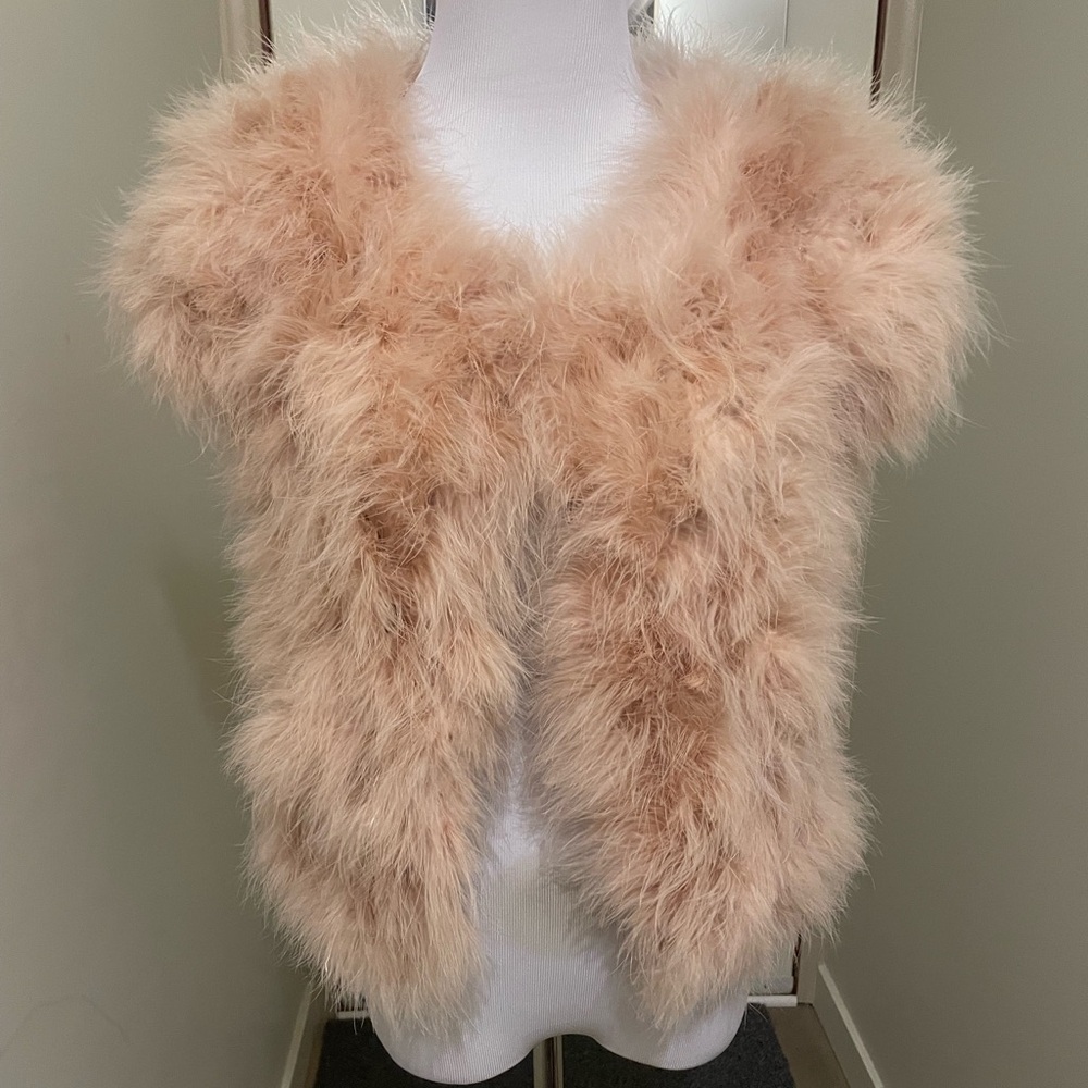Peach Feather Fur Vest